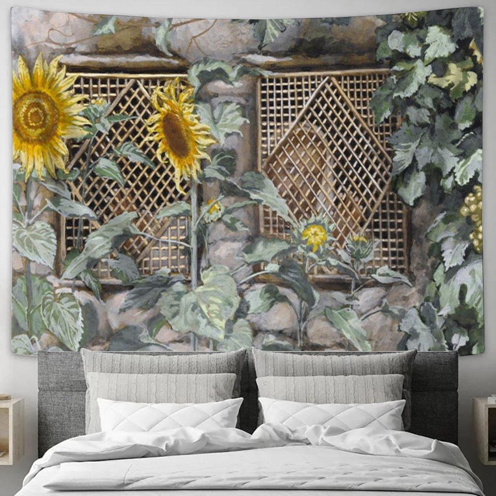 Jesus Looking Through A Lattice Tapestry Art - Christian Wall Art Decor - Jesus Christ Tapestry