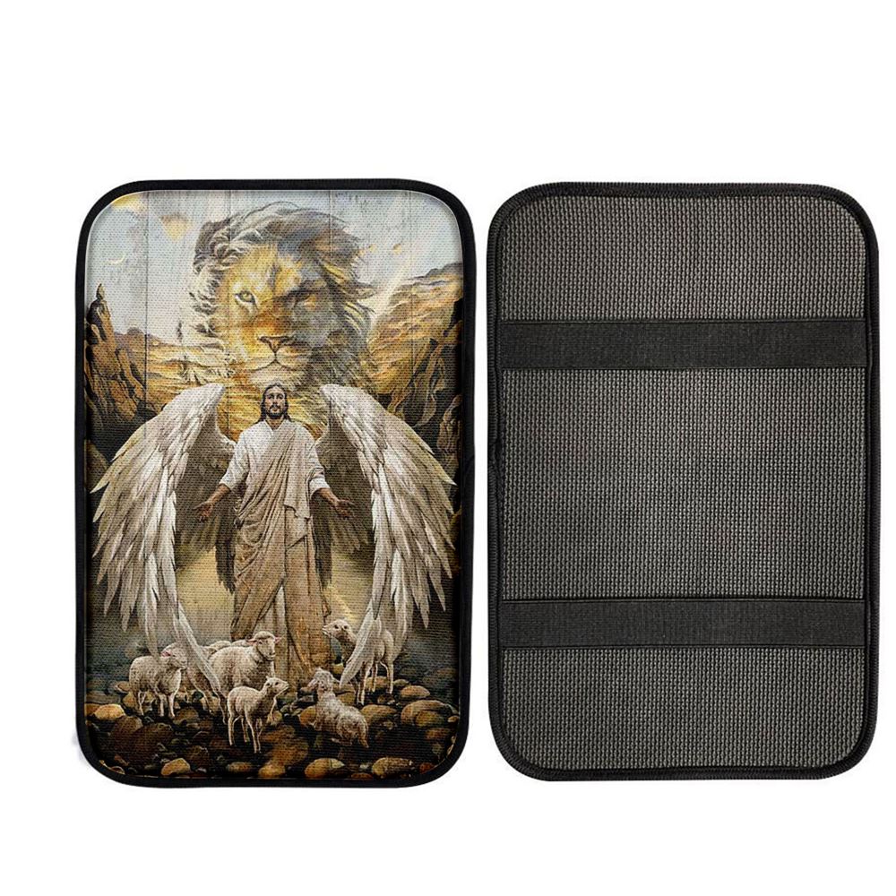 Jesus Lord Wings Lion Of Judah Lambs Of God Car Center Console Cover, God Car Armrest Accessories