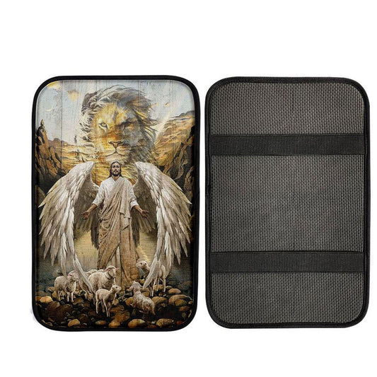 Jesus Lord Wings Lion Of Judah Lambs Of God Car Center Console Cover, God Car Armrest Accessories