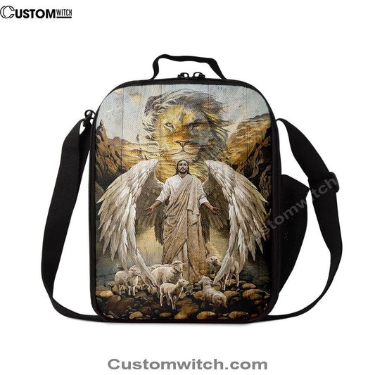 Jesus Lord Wings Lion Of Judah Lambs Of God Lunch Bag, Christian Lunch Box For School, Picnic