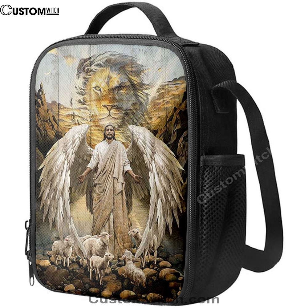 Jesus Lord Wings Lion Of Judah Lambs Of God Lunch Bag, Christian Lunch Box For School, Picnic