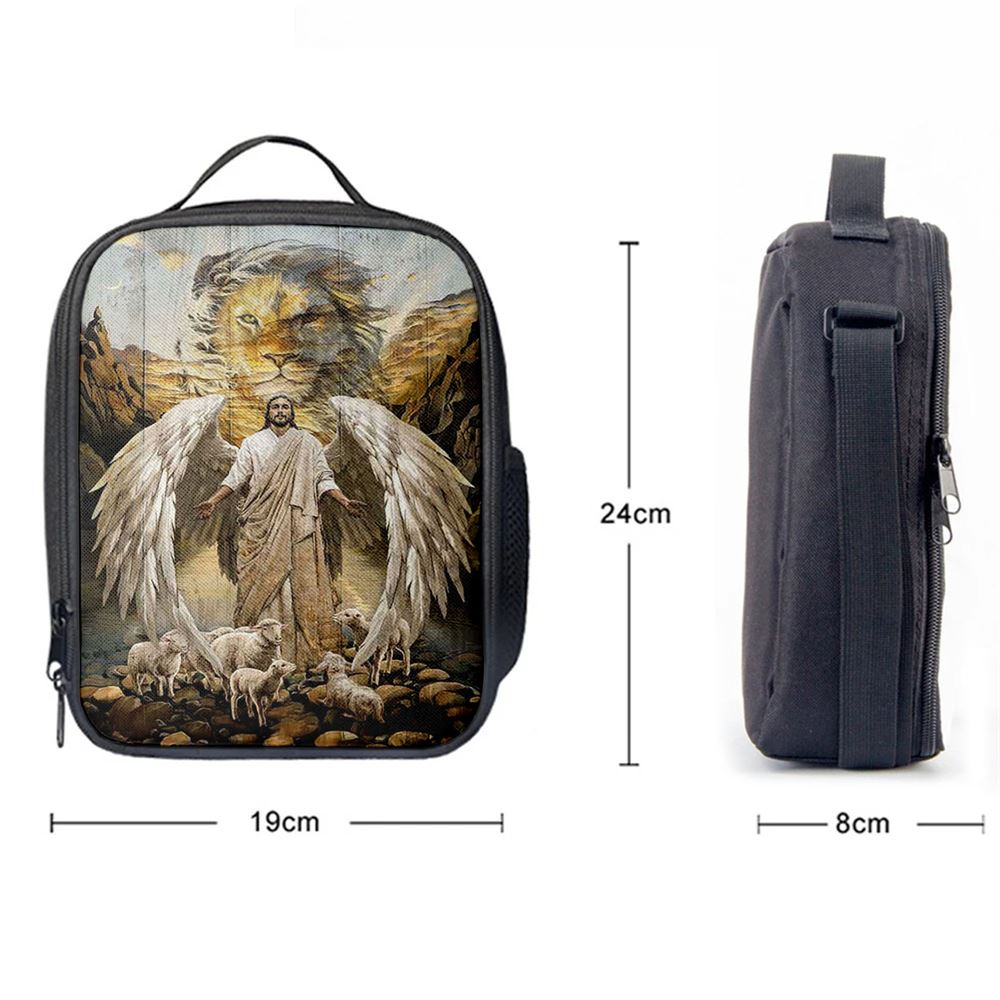Jesus Lord Wings Lion Of Judah Lambs Of God Lunch Bag, Christian Lunch Box For School, Picnic