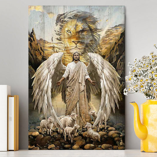Jesus Lord Wings Lion Of Judah Lambs Of God Wall Art Canvas - Jesus Portrait Canvas Prints - Christian Wall Art