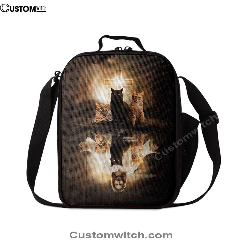 Jesus Lovely Cat Light Cross Lunch Bag, Christian Lunch Box For School, Picnic
