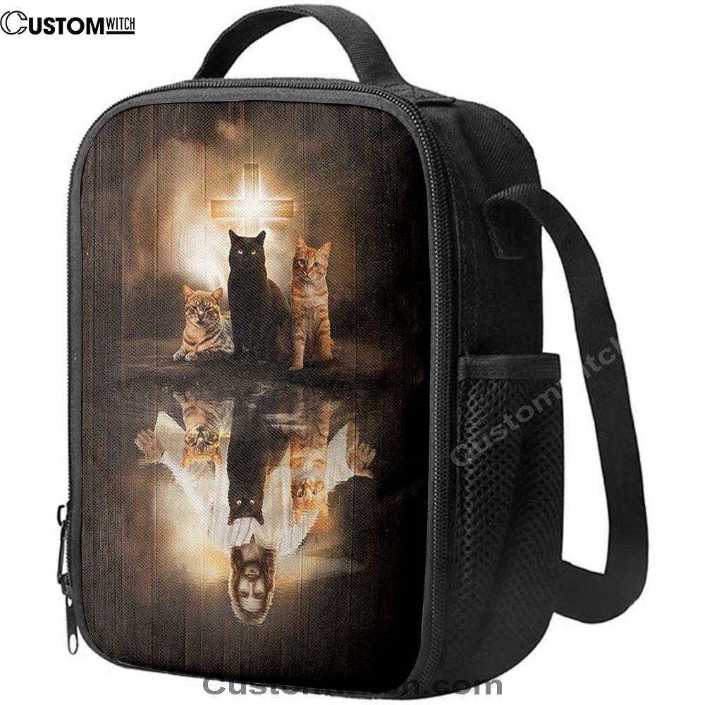 Jesus Lovely Cat Light Cross Lunch Bag, Christian Lunch Box For School, Picnic