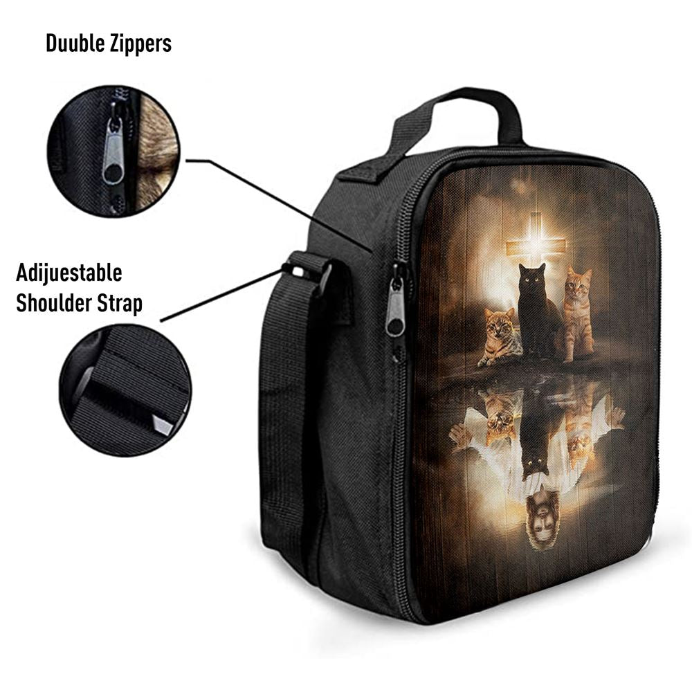 Jesus Lovely Cat Light Cross Lunch Bag, Christian Lunch Box For School, Picnic