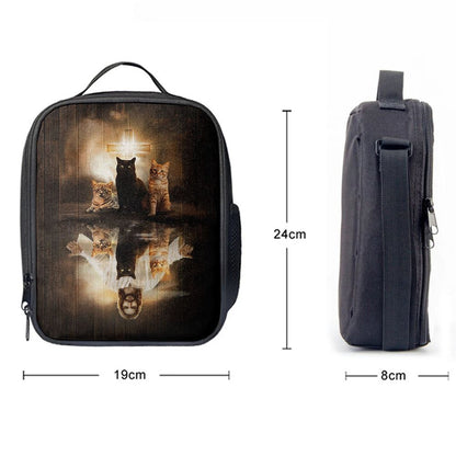Jesus Lovely Cat Light Cross Lunch Bag, Christian Lunch Box For School, Picnic