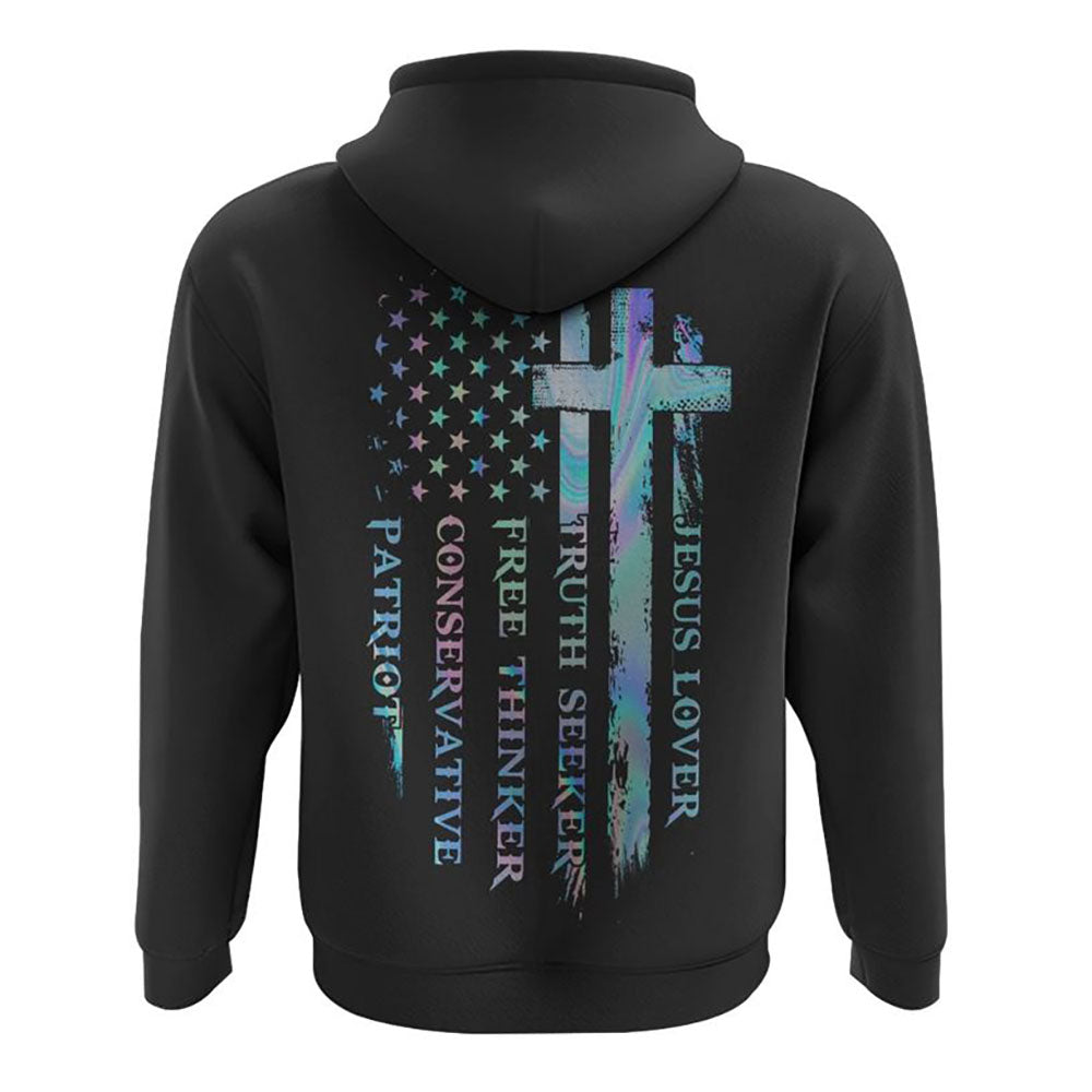 Jesus Lover Trust Seeker Flag Cross All Over Print 3D Hoodie, Christian Hoodie, Christian Sweatshirt, Bible Verse Shirt