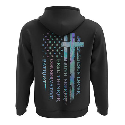 Jesus Lover Trust Seeker Flag Cross All Over Print 3D Hoodie, Christian Hoodie, Christian Sweatshirt, Bible Verse Shirt