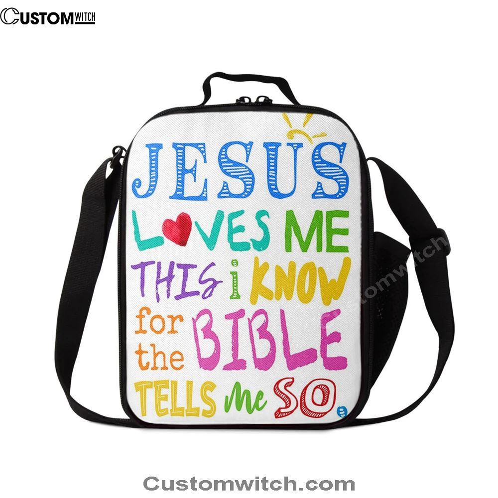 Jesus Loves Me Lunch Bag Print - Decoration For Girls Boys Toddler Bedroom, Christian Lunch Box For School, Picnic
