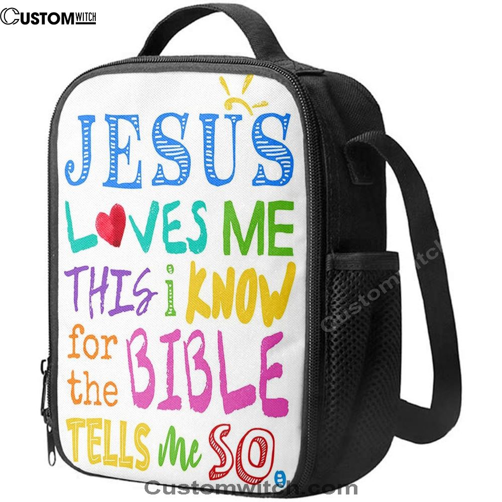 Jesus Loves Me Lunch Bag Print - Decoration For Girls Boys Toddler Bedroom, Christian Lunch Box For School, Picnic
