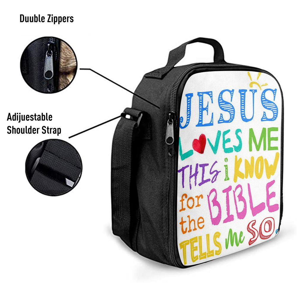 Jesus Loves Me Lunch Bag Print - Decoration For Girls Boys Toddler Bedroom, Christian Lunch Box For School, Picnic