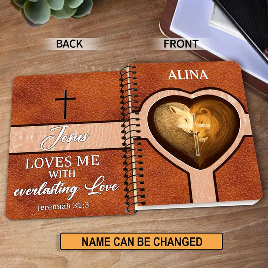 Jesus Loves Me With Everlasting Love Personalized Spiral Notebook, Christian Spiral Notebooks