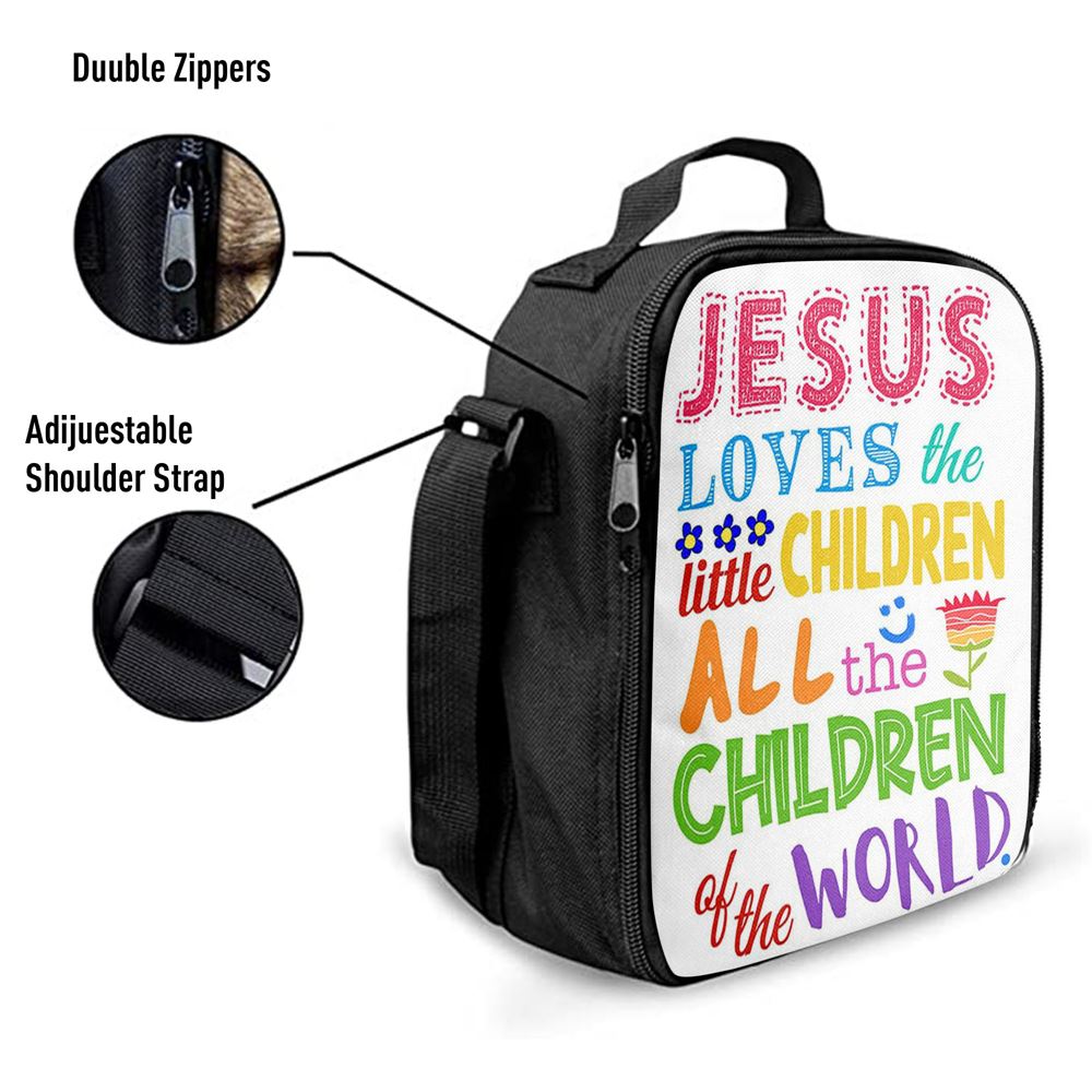 Jesus Loves The Little Children Lunch Bag - Girls Boys Kids Bedroom Decor, Christian Lunch Box For School, Picnic