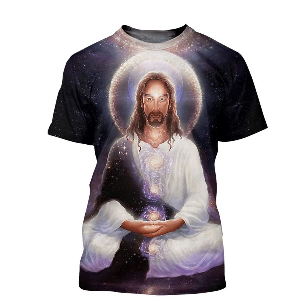 Jesus Menditation Unisex All Over Print 3D T Shirt For Men And Women, Christian T-Shirt, Faith Shirt