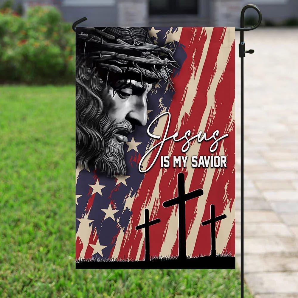 Jesus My Savior Jesus Christian American US House Flags, Christian Flag, Scripture Flag, Garden Banner