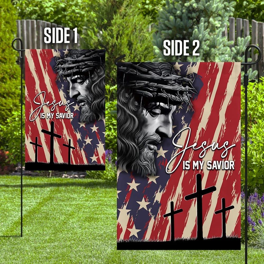 Jesus My Savior Jesus Christian American US House Flags, Christian Flag, Scripture Flag, Garden Banner