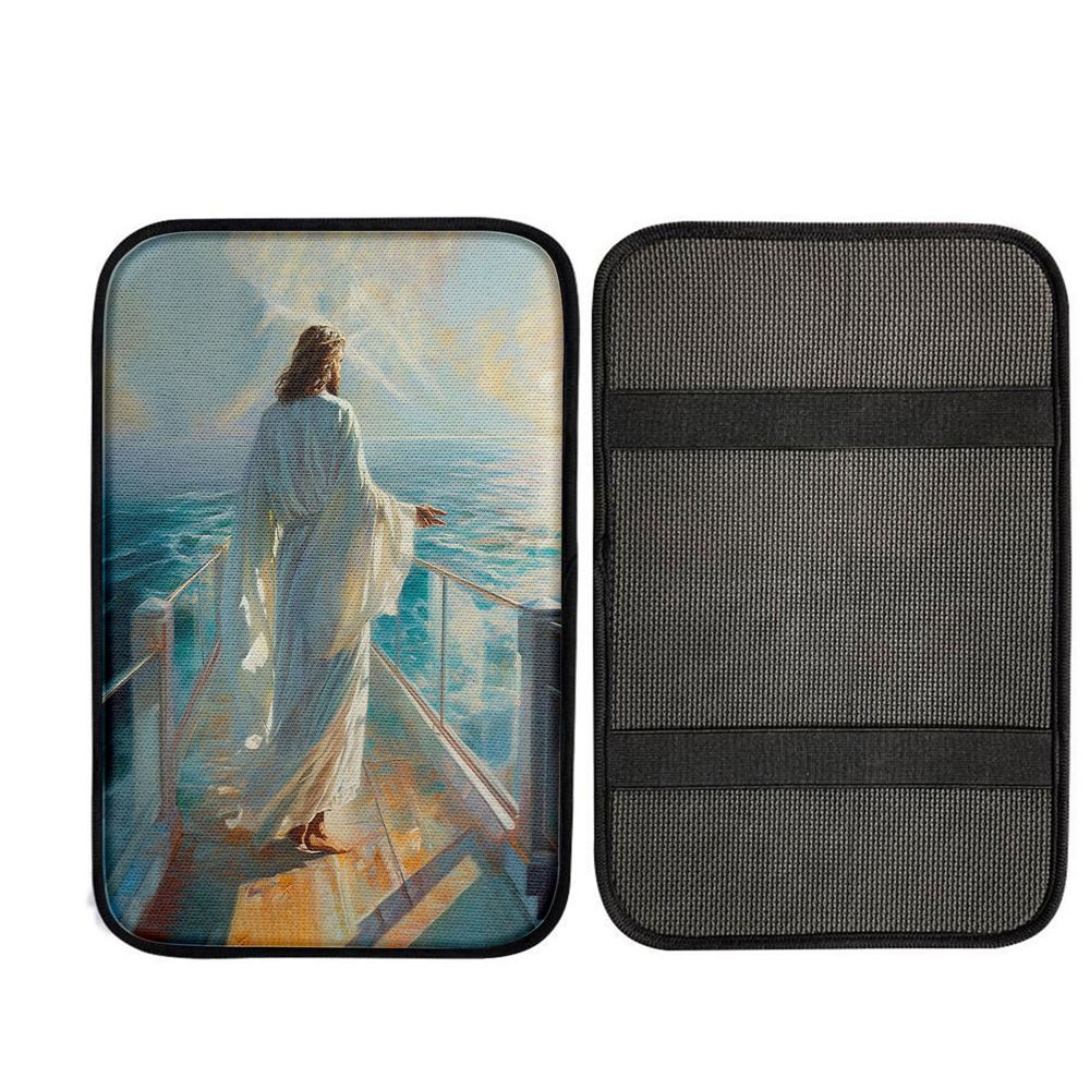 Jesus Oil Painting Car Center Console Cover, God Car Armrest Accessories