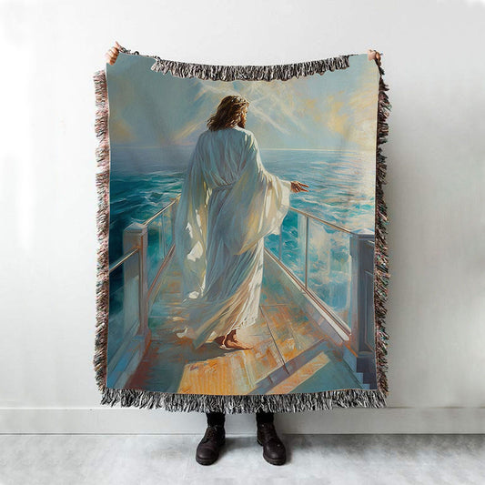 Jesus Oil Painting Woven Blanket Prints - Jesus Woven Blanket Art - Christian Throw Blanket Decor
