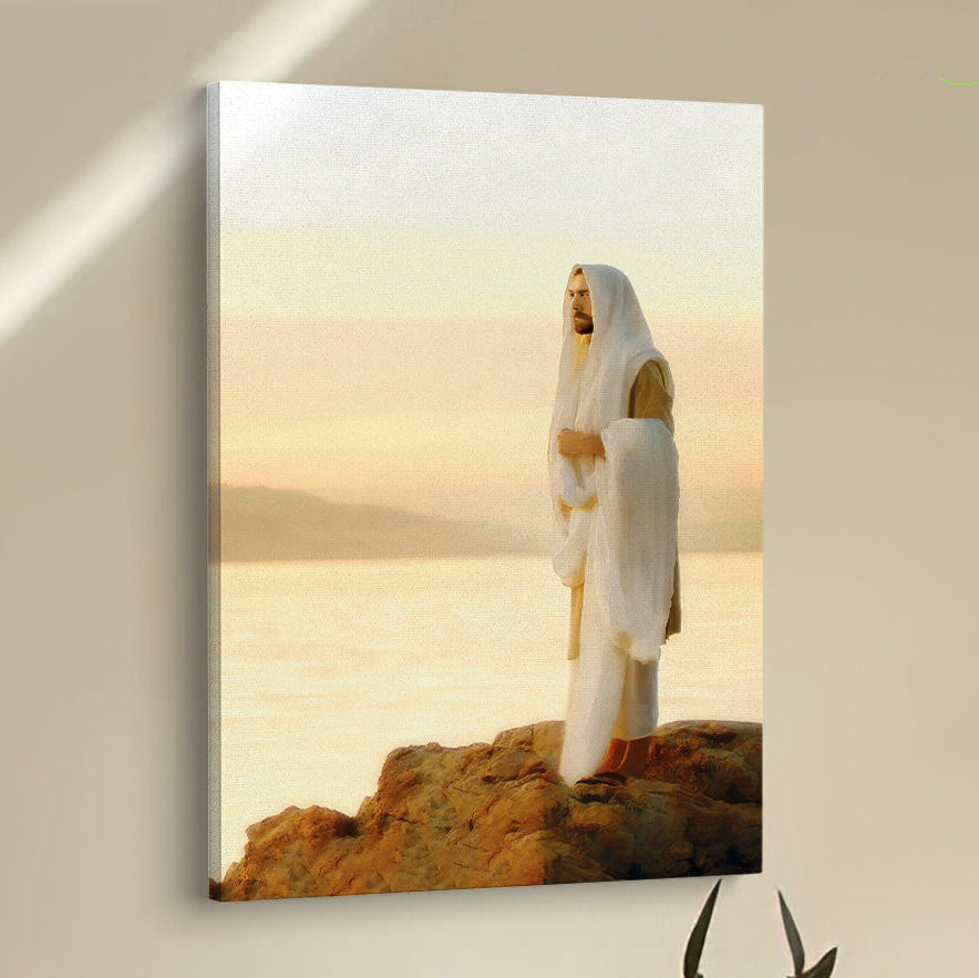 Jesus On Mountain Canvas Wall Art - Jesus Pictures - Christian Wall Decor - Jesus Canvas Art
