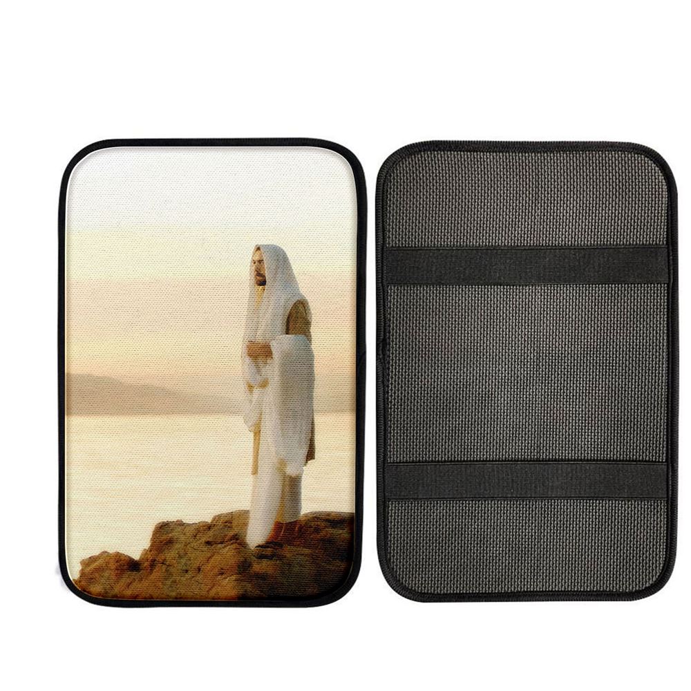 Jesus On Mountain Car Center Console Cover - Jesus Pictures, God Car Armrest Accessories
