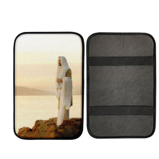Jesus On Mountain Car Center Console Cover - Jesus Pictures, God Car Armrest Accessories