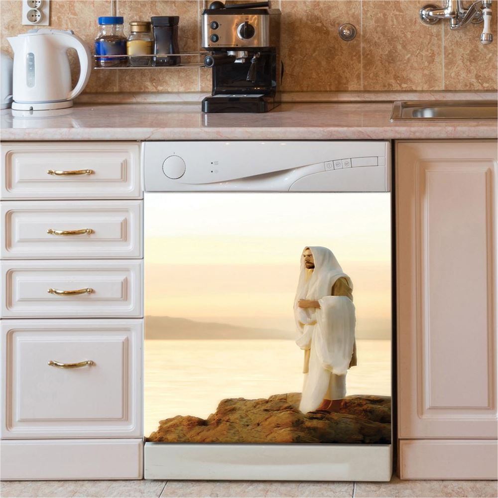 Jesus On Mountain Dishwasher Cover, Jesus Dishwasher Stickerss, Christian Kitchen Decor