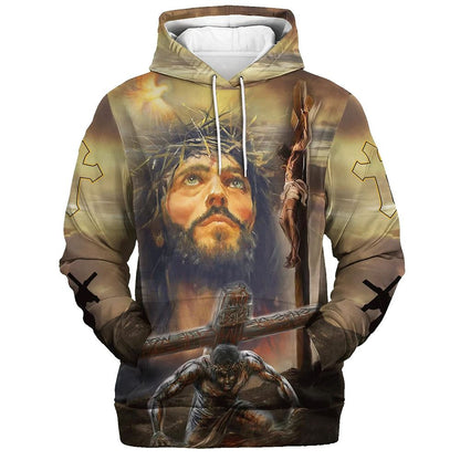 Jesus On The Cross 3D Hoodies Jesus Hoodie Men & Women, God 3D Printed Hoodie, Christian Apparel Hoodies