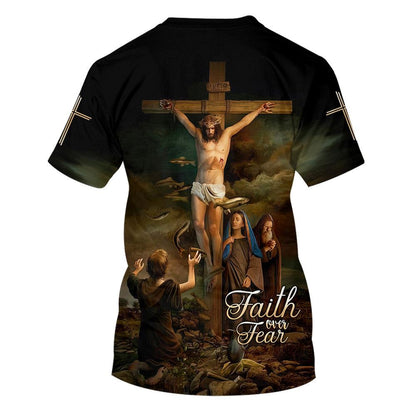 Jesus On The Cross All Over Print 3D T Shirt For Men And Women, Christian T-Shirt, Faith Shirt
