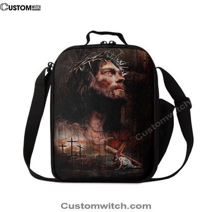 Jesus On The Cross Crown Of Thorn Lunch Bag - Life Of Jesus Lunch Bag, Christian Lunch Box For School, Picnic