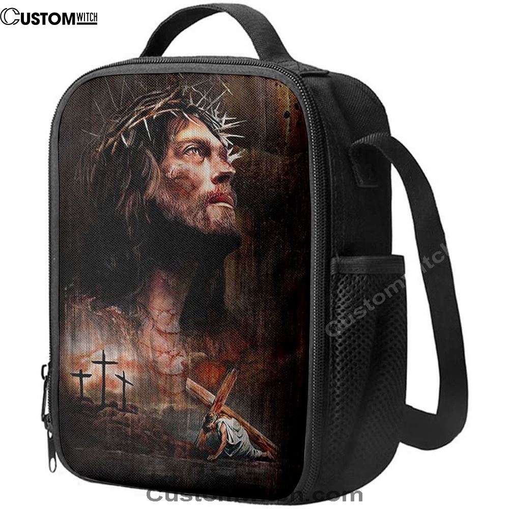 Jesus On The Cross Crown Of Thorn Lunch Bag - Life Of Jesus Lunch Bag, Christian Lunch Box For School, Picnic