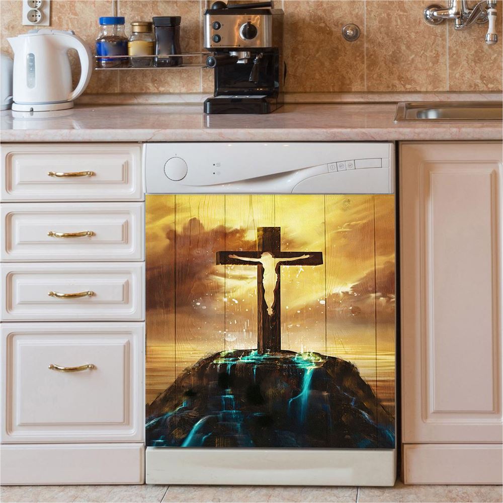 Jesus On The Cross Dishwasher Cover, Jesus Dishwasher Stickers, Christian Kitchen Decor