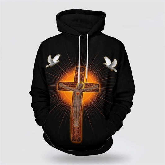 Jesus On The Cross Dove 3D Hoodies For Women Men, God 3D Printed Hoodie, Christian Apparel Hoodies