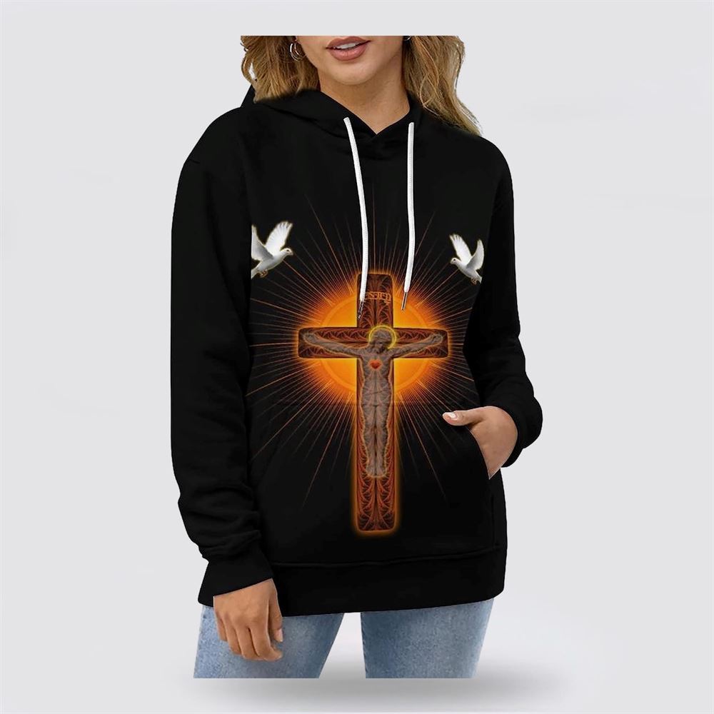 Jesus On The Cross Dove 3D Hoodies For Women Men, God 3D Printed Hoodie, Christian Apparel Hoodies