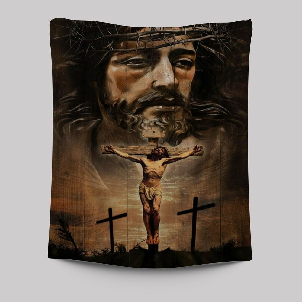 Jesus On The Cross Infinite Halo Tapestry