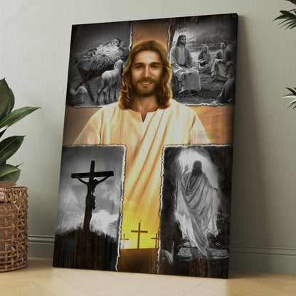 Jesus On The Cross Jesus Drawing Canvas, Christmas Gift for Christian