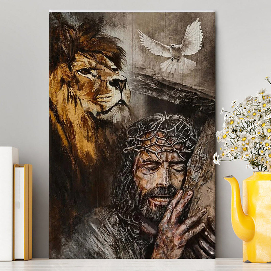 Jesus On The Cross Lion Amazing Dove Canvas Prints - Jesus Christ Canvas Art - Christian Wall Decor