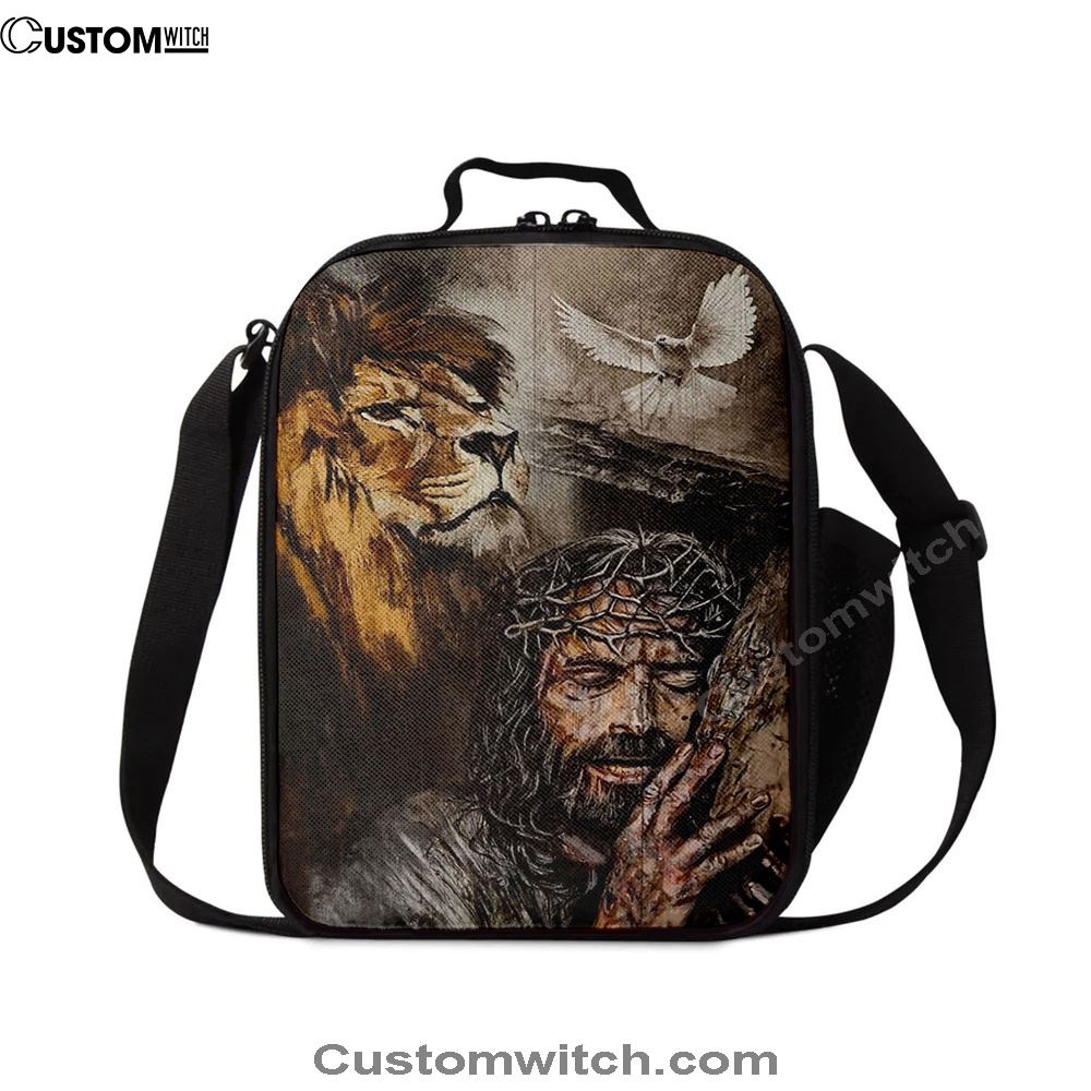 Jesus On The Cross Lion Amazing Dove Lunch Bag, Christian Lunch Box For School, Picnic