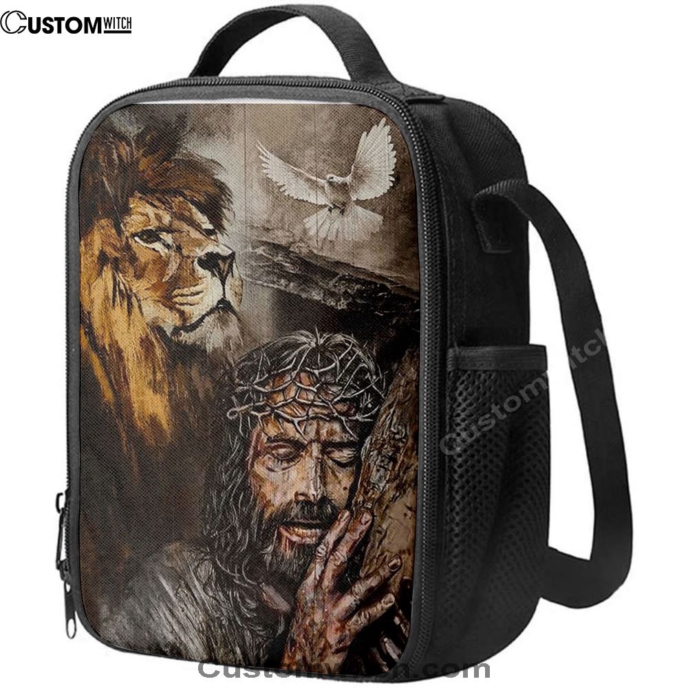 Jesus On The Cross Lion Amazing Dove Lunch Bag, Christian Lunch Box For School, Picnic