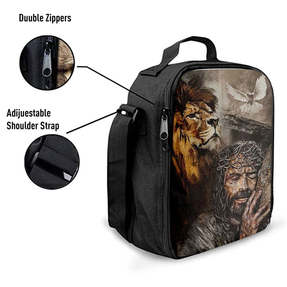 Jesus On The Cross Lion Amazing Dove Lunch Bag, Christian Lunch Box For School, Picnic