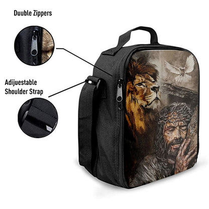 Jesus On The Cross Lion Amazing Dove Lunch Bag, Christian Lunch Box For School, Picnic
