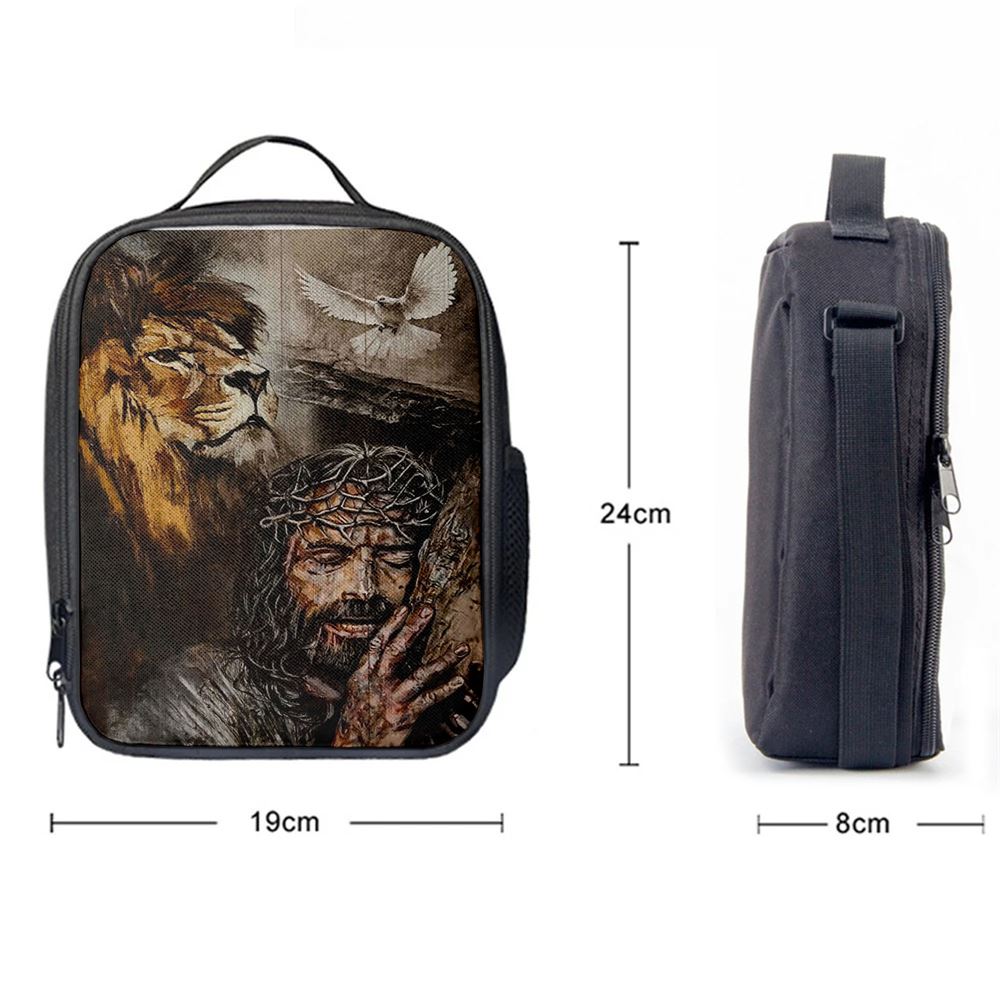 Jesus On The Cross Lion Amazing Dove Lunch Bag, Christian Lunch Box For School, Picnic