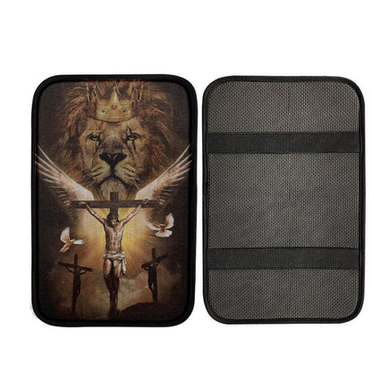 Jesus On The Cross Lion Car Center Console Cover, God Car Armrest Accessories
