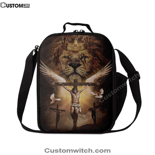 Jesus On The Cross Lion Lunch Bag, Christian Lunch Box For School, Picnic