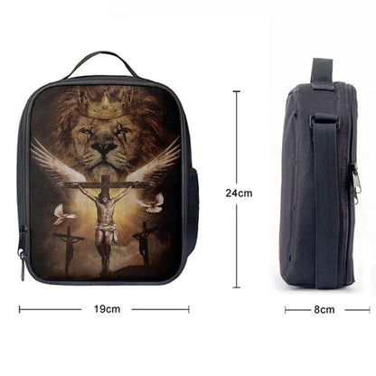 Jesus On The Cross Lion Lunch Bag, Christian Lunch Box For School, Picnic