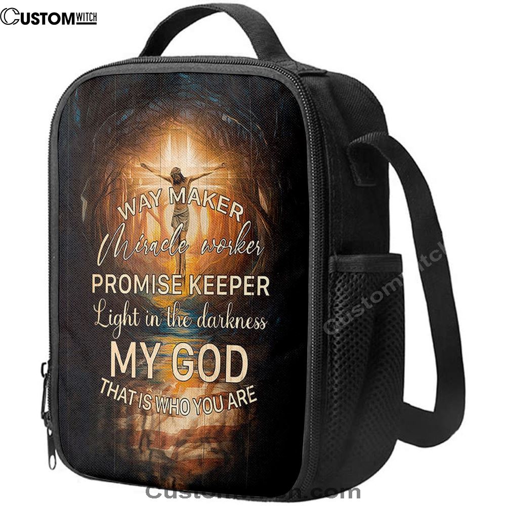 Jesus On The Cross Lunch Bag - Way Maker Miracle Worker Promise Keeper Lunch Bag, Christian Lunch Box For School, Picnic