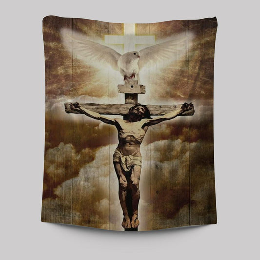 Jesus On The Cross Painting Pretty Dove Cross Tapestry