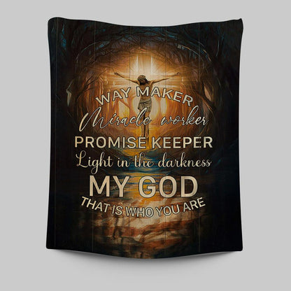 Jesus On The Cross Tapestry - Way Maker Miracle Worker Promise Keeper Tapestry - Christian Wall Art - Religious Home Decor