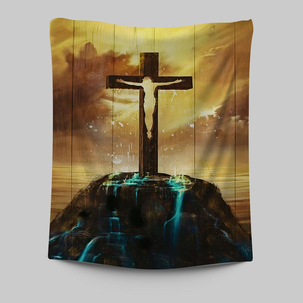 Jesus On The Cross Tapestry Wall Art - Jesus Tapestry Pictures - Christian Tapestries Wall Art