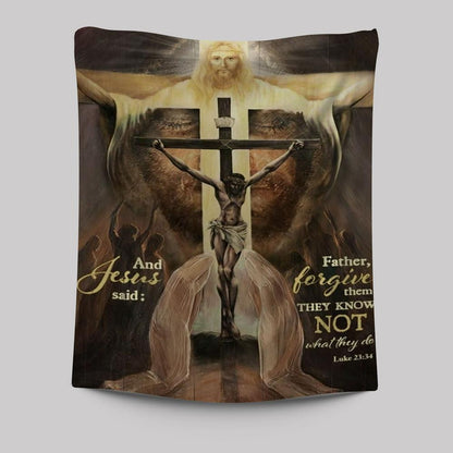 Jesus On The Cross, The World In His Arms, And Jesus Said Tapestry
